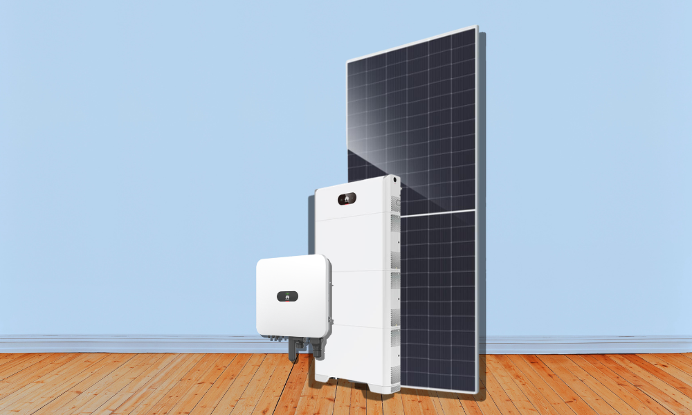 Array of solar panels with mounting brackets and installation hardware on residential rooftop